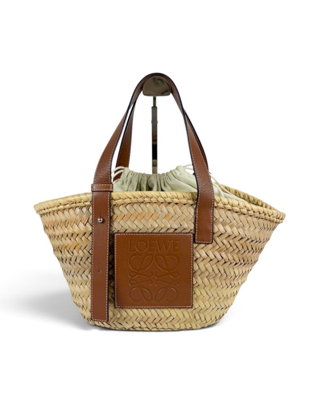 Loewe Ruffia Basket Bag Anagram Logo Brown